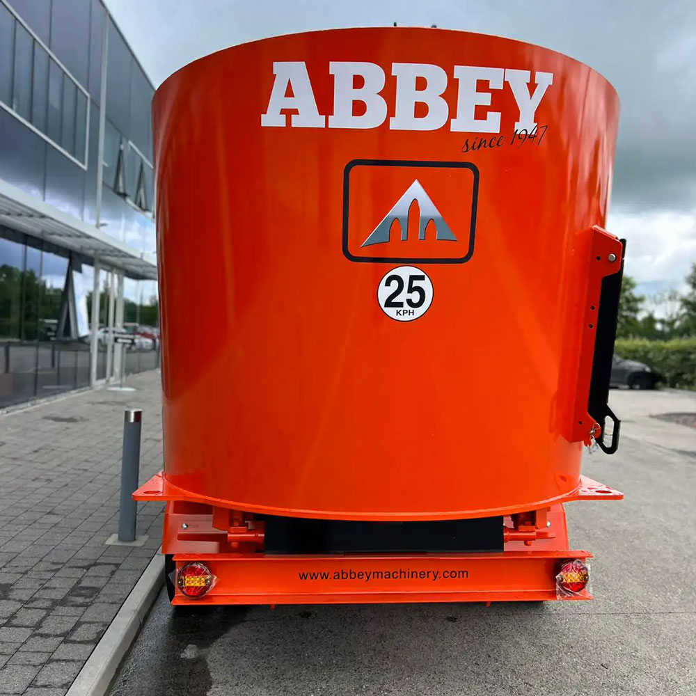 Abbey Machinery Twin Auger Vertical Feeder rear view close-up
